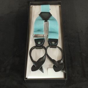 MEN'S FERRECCI SOLID AQUA BUTTON END SUSPENDERS.